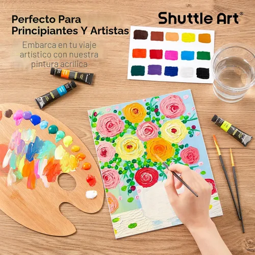Vista 6 de Shuttle Art Juego de pintura acrílica, tubos de 15 x 0.4 fl oz, calidad de artista, pigmentos ricos no tóxicos, colores perfectos para niños