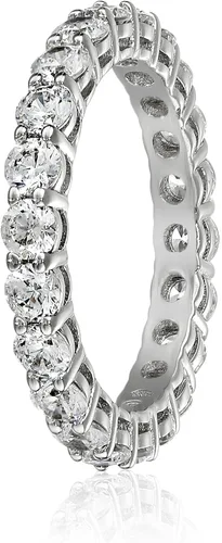 Vista 41 de Amazon Essentials Anillo de plata de ley chapada en platino o oro con circonita cúbica redonda de elementos infinitos