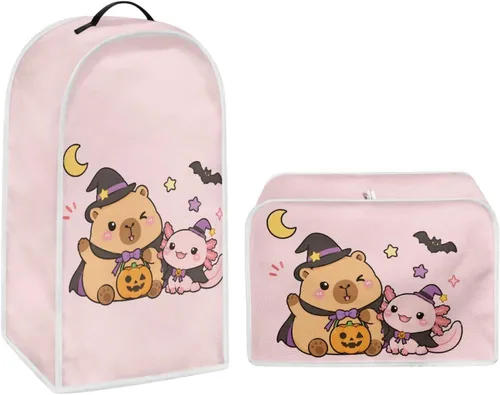Vista 17 de Juego de fundas para tostadora y licuadora, árbol de gato negro, calabaza, casual, lavable, para cafetera, accesorios de cocina, Halloween, pequeño