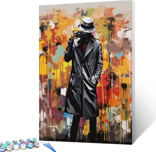 Vista 13 de Banksy - Kit de pintura al óleo por números, 16 x 20 pulgadas, pintura al óleo para niños, estudiantes, adultos, principiantes, con pinceles