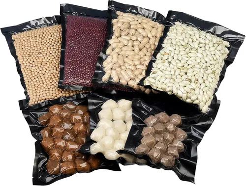 Vista 2 de PABCK 50 bolsas selladoras al vacío negras para almacenamiento de alimentos, 5.91 x 8.66 pulgadas, plástico transparente texturizado para envases