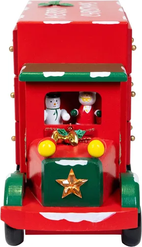 Vista 8 de Calendario de Adviento Camión de Almacenamiento Decoración de Navidad - 14" - Rojo
