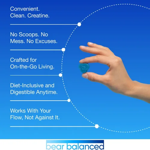Vista 7 de Bear Balanced Gomitas de Creatina para Hombres y Mujeres - Creapure® Creatina Monohidrato, L-Teanina, L-Tirosina y B12 para el Crecimiento Muscular