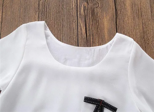 Vista 6 de Ropa de otoño para niñas de 2 a 6 años, blusa con volantes y pantalones de cuadrícula de estilo británico