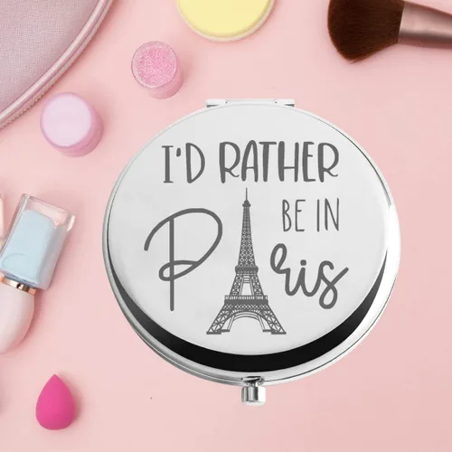 Vista 7 de KEYCHIN Espejo de bolsillo de la torre Eiffel Visit Paris Gifts I'd Rather Be In Paris Espejo de maquillaje compacto Francia Souvenir Visit Paris