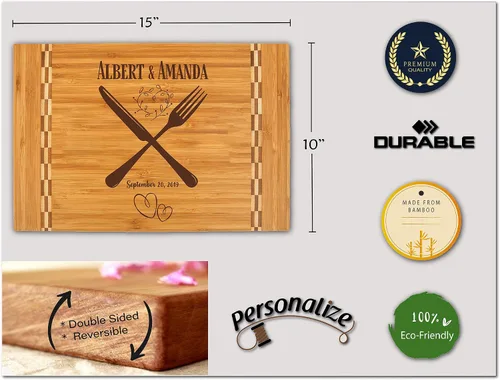 Vista 3 de Tabla de cortar de bambú, personalizable con tu propio texto, diseña tu propia tabla, regalo personalizado, Diseño 06