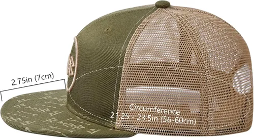 Vista 3 de BASSDASH Gorra de Camionero de Ala Plana Ajustable con Snapback y Malla para Hombres y Mujeres Verde militar