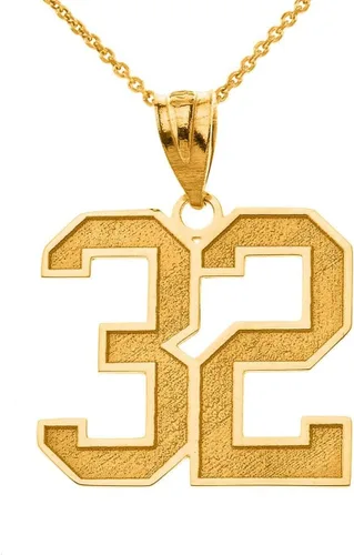 Vista 6 de Colgante de oro amarillo de 10 quilates personalizable con número de la suerte y nombre con grabado personalizado, longitud a elección Cadena Rolo