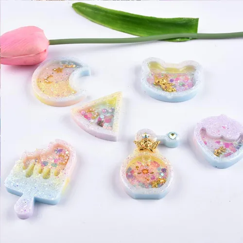 Vista 4 de 9 moldes para coctelera de resina, molde de fundición epoxi de arena movediza Kawaii, molde de silicona de animales de gato con 3 hojas de película