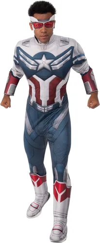 Vista 6 de Rubies Marvel - Disfraz de lujo para hombre, The Falcon and The Winter Soldier Captain America, Azul Patchwork