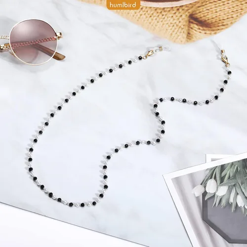 Vista 4 de humlbird Cadena de gafas de sol con cuentas de cristal curativo con perlas para mujer