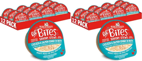 Vista 14 de Stella & Chewy's Lil Bites - Guisos salados para razas pequeñas, cena de carne de res y pollo en caldo, tazas de 2.7 onzas (paquete de 12)