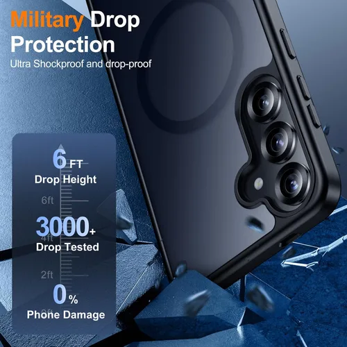 Vista 3 de teloxy Funda magnética para Samsung Galaxy S25, protección contra caídas de grado militar, antihuellas, delgada, a prueba de golpes, duradera