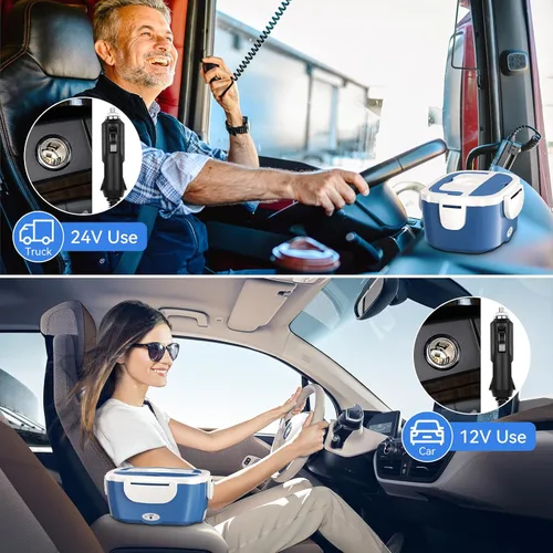 Vista 3 de Vingud Fiambrera eléctrica para adultos, lonchera calentada, calentador de alimentos, lonchera portátil de 80 W para hombres/coche/camión