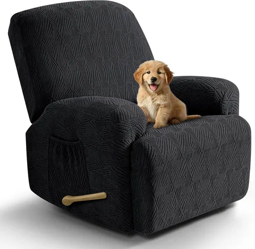 Vista 12 de VANSOFY Fundas para sillas reclinables, 4 piezas, elásticas, de tela jacquard, suave funda para silla reclinable, protector de muebles con parte