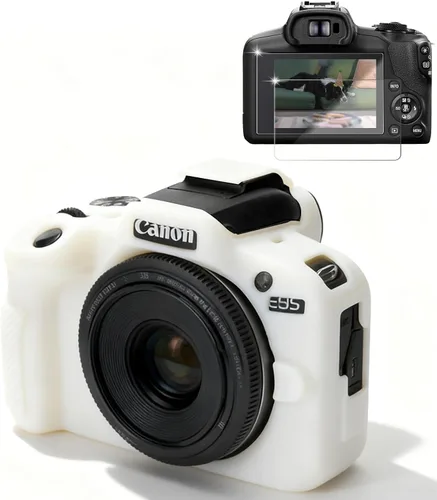 Vista 11 de Funda para cámara Canon EOS R100, funda protectora de silicona suave, antiarañazos, funda delgada con protector de pantalla, accesorios para Canon