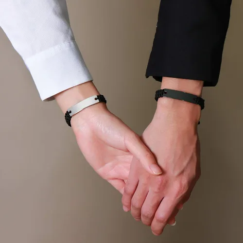 Vista 4 de VNOX Juego de 2 3 4 5 pulseras de cuerda trenzada hechas a mano para dama de honor pareja