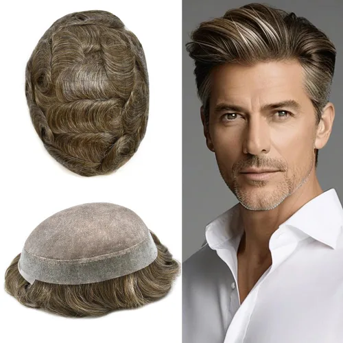 Vista 50 de Toupee For Men Hair Piece Fine Mono Hair System For Men Human Hair Mens Toupee Hair Piece For Men Hair Replacement Protesis Capilar 8x10 Medium