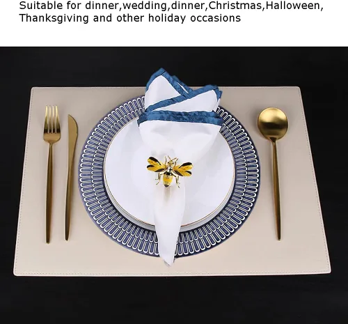 Vista 5 de Servilletero de abeja, decoración de mesa de Acción de Gracias de Halloween, juego de 4 para servilleteros de limón para cenas, cafeterías