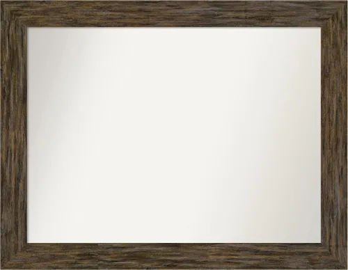 Vista 90 de Amanti Art Espejo personalizado, espejo de baño marrón Fencepost, espejo de pared o espejo de tocador de baño sobre el fregadero (27 x 27 pulgadas)