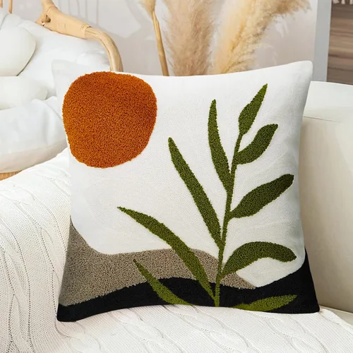 Vista 19 de Merrycolor Fundas de almohada decorativas bohemias para cama, modernas de mediados de siglo, fundas de almohada verde hoja, funda de almohada