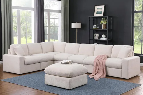 Vista 19 de Ball & Cast - Sofá modular en forma de L de 147 pulgadas para sala de estar con diván reversible y cojines de respaldo extraíbles, juego de sofá
