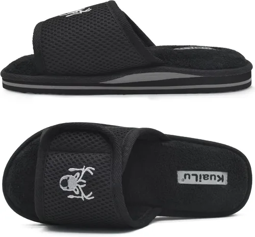 Vista 6 de KuaiLu Pantuflas para mujer con puntera abierta, con espuma viscoelástica cómoda, fascitis plantar, ajustable, ajuste ancho, para diabéticos