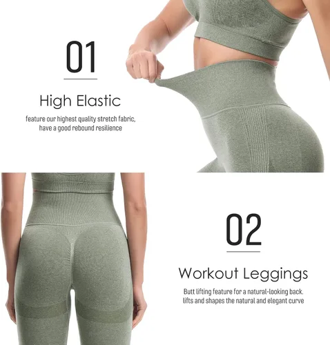 Vista 3 de JOJOANS Conjunto de entrenamiento de 2 piezas sin costuras para yoga leggings de cintura alta con brasier deportivo conjuntos de ropa de gimnasio
