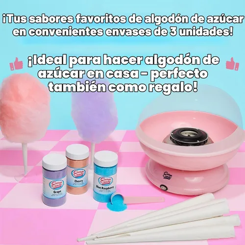 Vista 7 de Cotton Candy Express CC1000-S Máquina de Algodón de Azúcar, con 3 Frascos de 11 oz. de Cereza, Uva, Frambuesa Azul, Naranja, Azúcar Floss de Máquina