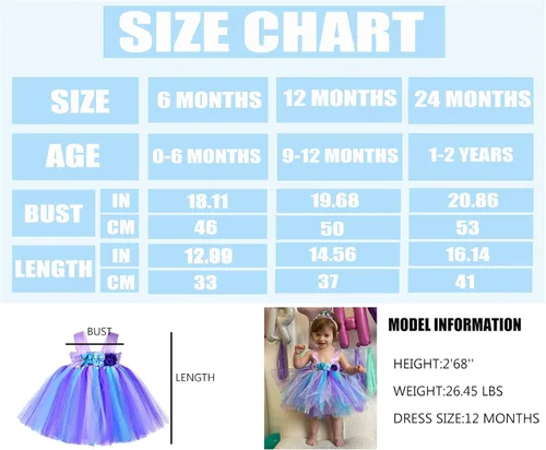 Vista 4 de PinkBeautiM Toddler Girls Party Tutu Dress with Headband Unicorn Mermaid Tulle Costume for Infant Girl 6-24 Months