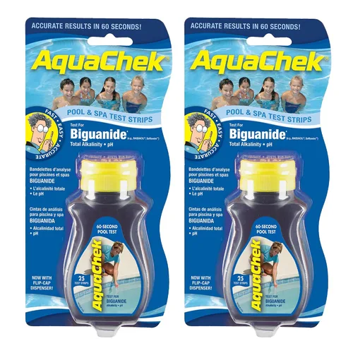 Vista 2 de AquaChek 561625A Tira de prueba de biguanida azul para piscinas, color negro