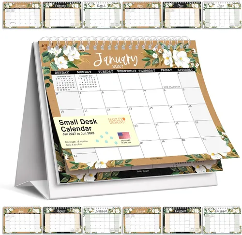 Vista 11 de Small Desk Calendar 2027 Standing Flip - 2027 Desk Calendar Small 2027-2028 Colorful Pastel
