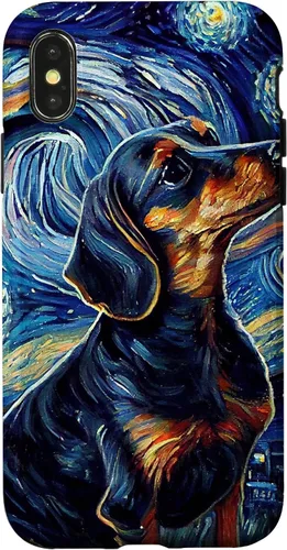 Vista 5 de Funda para iPhone 16 Starry Night Famoso Estilo de Pintura Dachshund