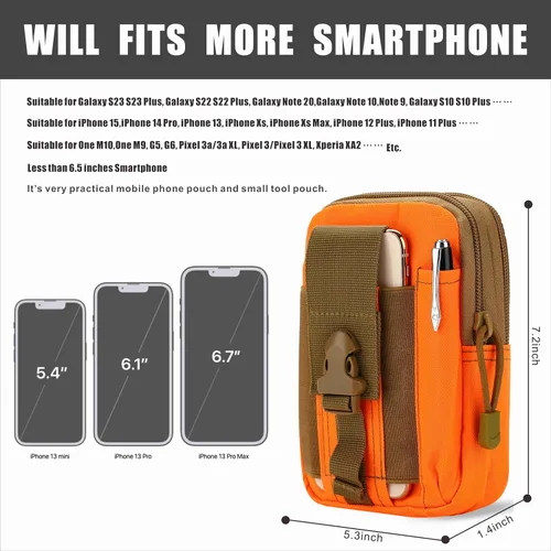 Vista 6 de Bolsa táctica de la cintura EDC Molle bolso de la cintura de la correa del teléfono bolsa de la funda bolsa de transporte para teléfono inteligente
