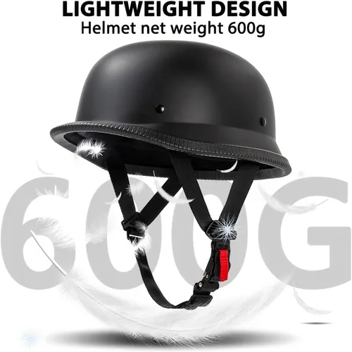 Vista 4 de Casco de motocicleta de estilo alemán, casco de media concha para adultos, hombres y mujeres, casco de motocicleta ligero retro aprobado por DOT