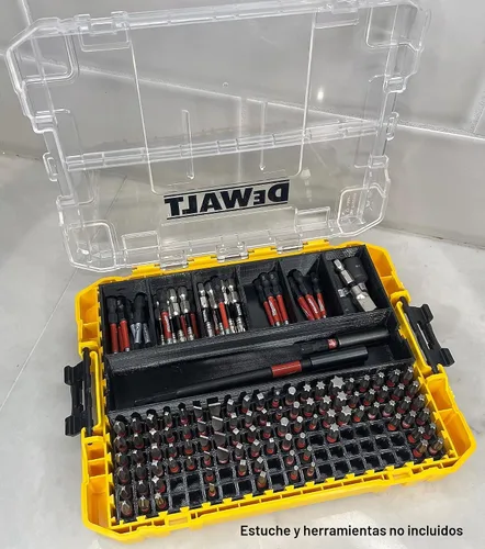 Vista 3 de TOOLCRAFT3D Soporte de brocas de impacto diseñado para DEWALT Medium ToughCase (7 compartimentos + 120 bits) Solo inserto (negro)