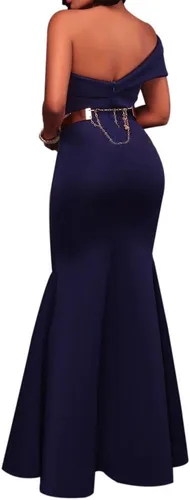 Vista 2 de MAYFASEY - Maxivestido sexi para mujer, con hombros descubiertos y detalle de moño de gran tamaño, vestido de noche para fiesta
