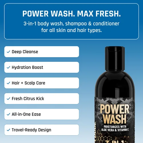 Vista 4 de Derm Dude Gel de baño 3 en 1, champú y acondicionador para hombres Gel de ducha hidratante diario con aloe vera y vitamina E Todo
