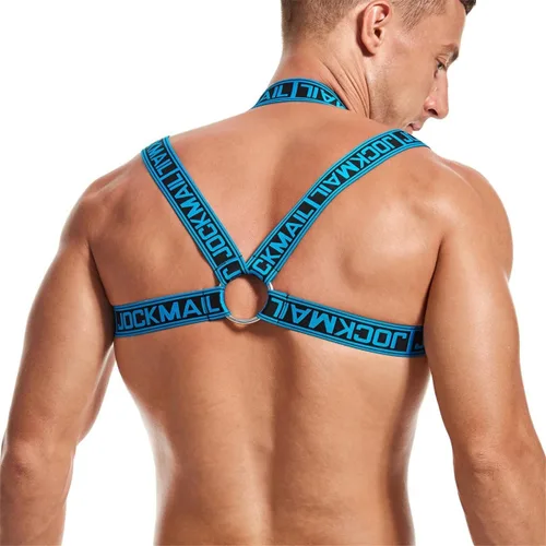Vista 2 de JOCKMAIL Arnés de fitness para hombre con correa de hombro para hombre, ropa interior elástica cómoda y suspensorio 905+299azul
