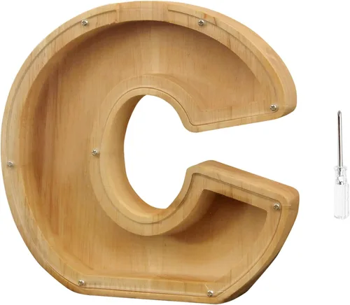 Vista 11 de TAONE Alcancía personalizada para niños, con grabado láser y letras de madera personalizadas