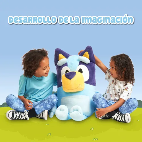 Vista 4 de Bluey Peluche grande de 31.5 in, color azul, producto oficial de la serie infantil, juguete suave y tierno para niños y niñas a partir de 0 años
