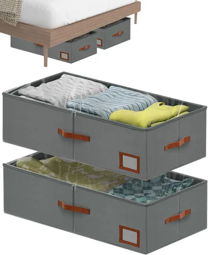 Vista 8 de Contenedores de almacenamiento de 4 pulgadas para debajo de la cama, paquete de 2 contenedores grandes de almacenamiento debajo de la cama con tapa