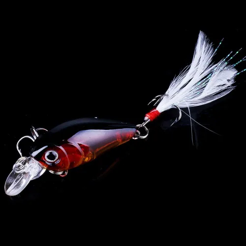 Vista 5 de Paquete de 5 señuelos de pesca Minnow cebo de manivela, señuelos de pesca para lubina, cebo artificial duro, señuelos de pesca Crankbait, ojos 3D
