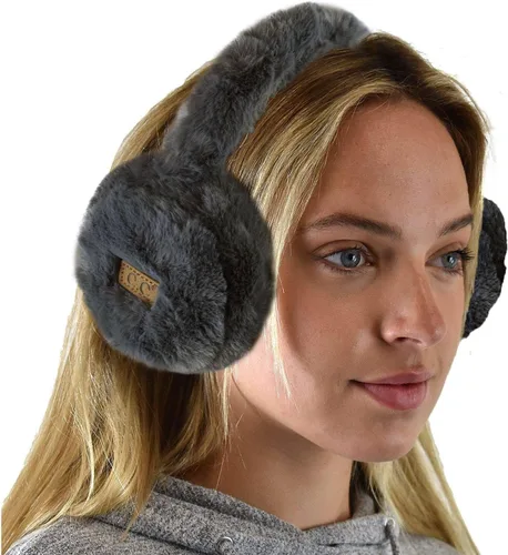 Vista 4 de C.C - Lindas orejeras con diadema ajustable para invierno, calentador de orejas suave Rombos azul marino