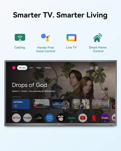 Vista 4 de SYLVOX TV al aire libre de 43", Google TV de 1000 liendres para sol parcial
