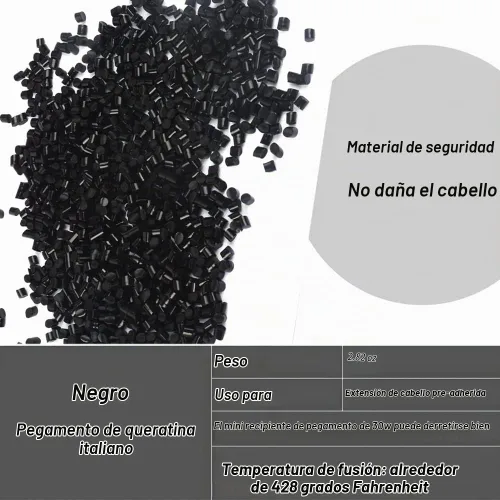 Vista 3 de Pegamento de queratina italiana para cabello adhesivo para uñas de fusión caliente/I Tip Extensiones de cabello 2.82 oz- Negro