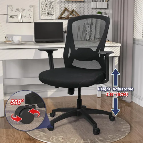 Vista 6 de Silla ergonómica giratoria grande acolchada para computadora de oficina con altura ajustable para trabajo pesado