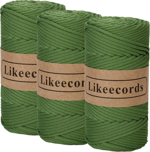 Vista 22 de Likeecords Cordón de macramé trenzado de poliéster de 0.157 in, 140 yardas, 426 pies, hilo elástico para bolsa de ganchillo para manualidades