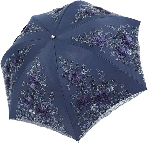 Vista 157 de Honeystore Sombrilla bordada con flor 3D plegable UV con encaje clásico