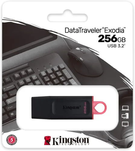 Vista 3 de Kingston DataTraveler Exodia 256GB USB 3.2 Flash Drive DTX/256GB, Negro